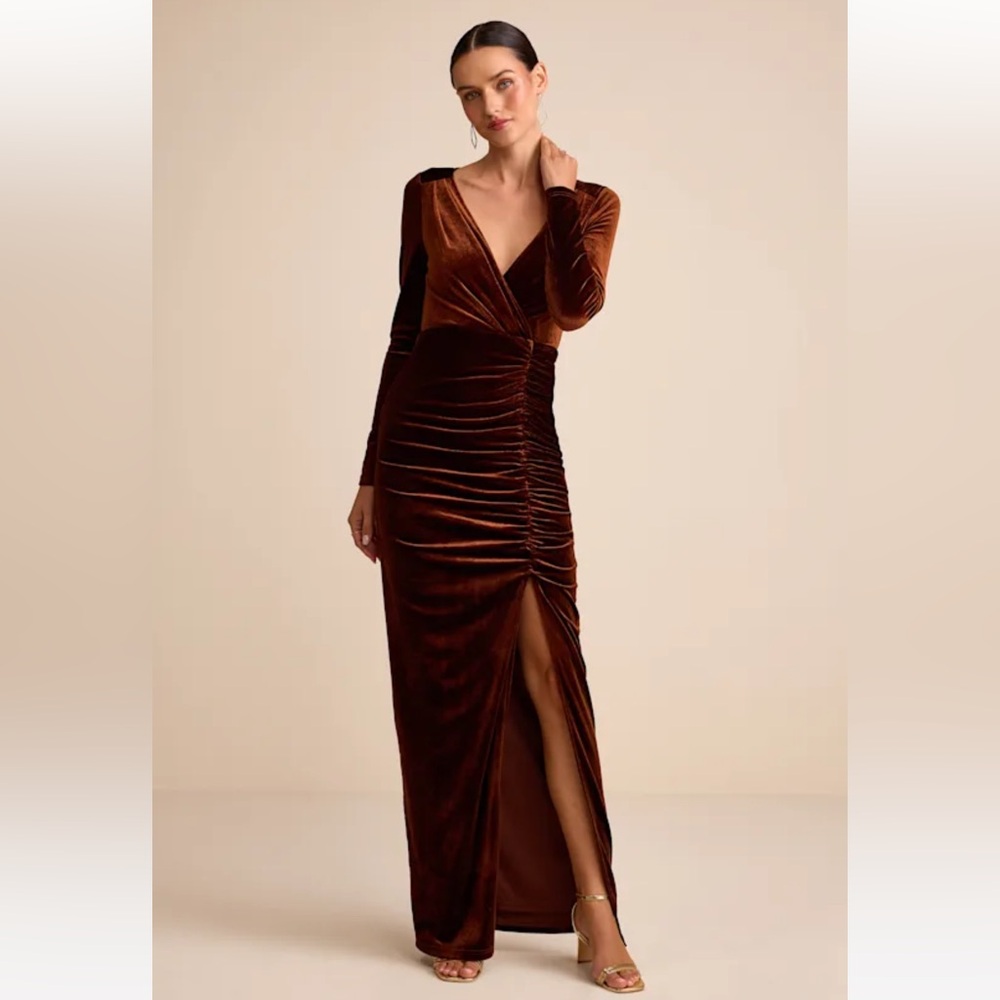 Lulus Velvet Brown Dress